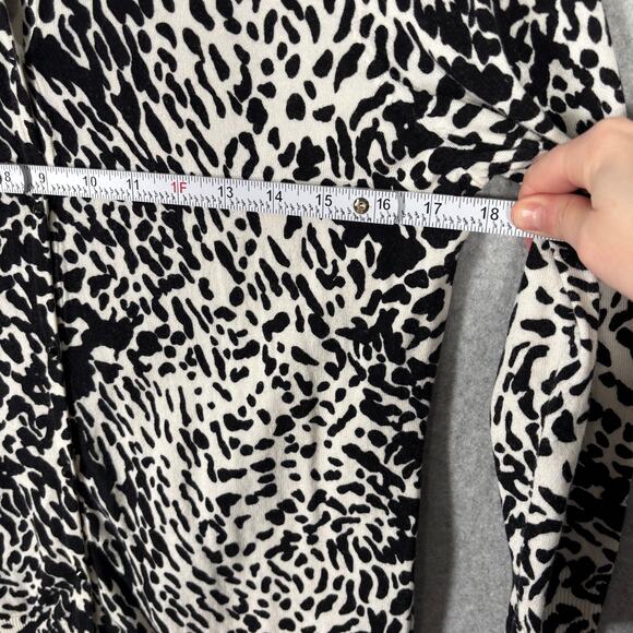 Talbots Cardigan Sweater Womens Medium Black White Animal Thin Button Career‎ - Picture 10 of 12